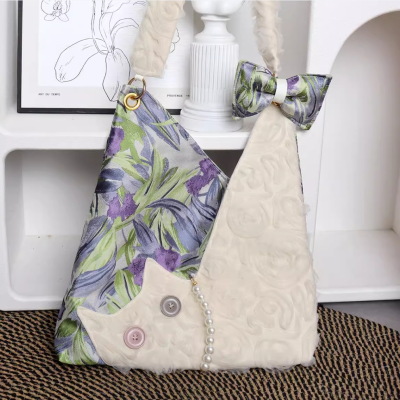 Mini Cute Chiffon Cat Underarm Bag New springsummer purple iris crossbody bag