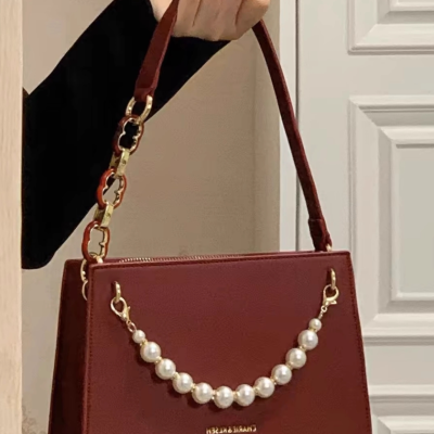 Senior wedding bag female  foreign style single shoulder underarm bag Crossbody small square bag red bridal bag wedding