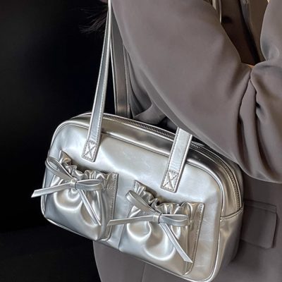 Senior sense niche silver bag women's new fashion all-in-one shoulder underarm bag fashion Tote bag