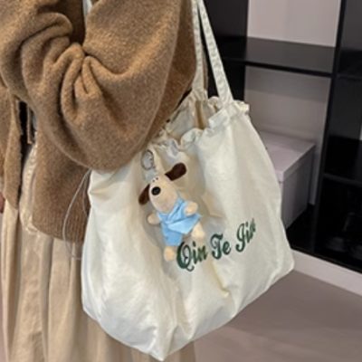 Japanese canvas bag female college students ins lazy style large capacity female shoulder small red Tote bag