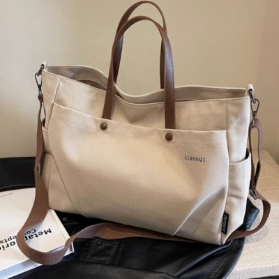 Commuter Bag Women's large capacity bag Casual canvas tote bag Shoulder bag Class Crossbody Tote bag
