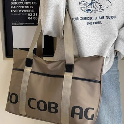 Korean version of large capacity leisure all-in-one tote bag waterproof nylon cloth shoulder bag underarm bag travel bag woman